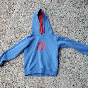 HUGO BOSS stacked-logo hoodie in a cotton blend